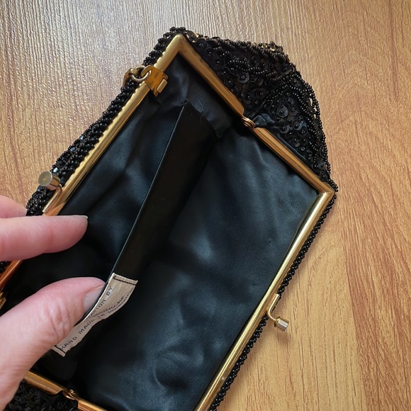 VINTAGE 50s 60s , Grande Maison Blanche beaded purse, black Evening bag - Picture 4 of 16